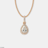 Pear Halo Solitaire Pendant 14K Yellow Gold