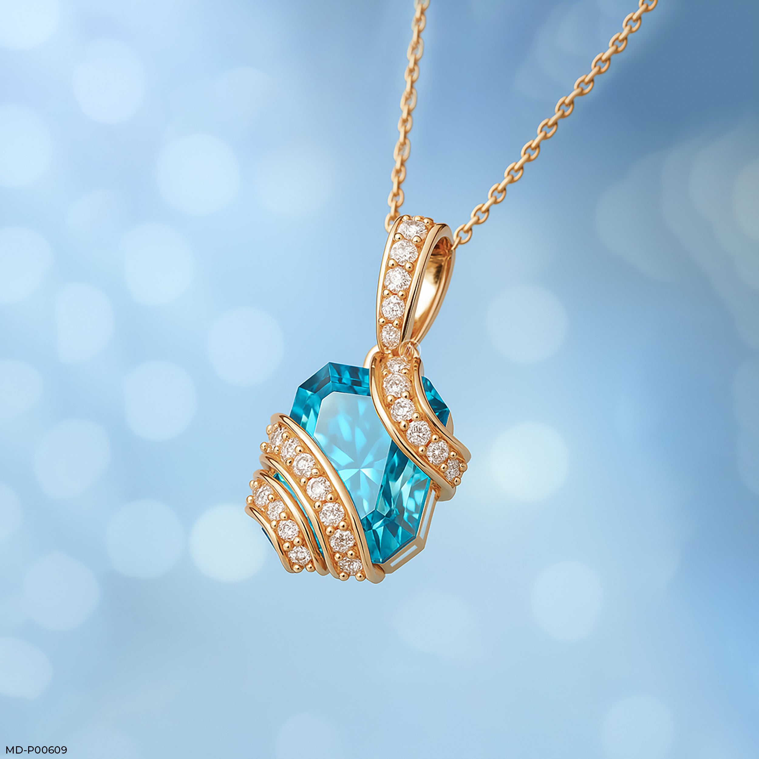 Blue Rhapsody Pendant 9K Rose Gold