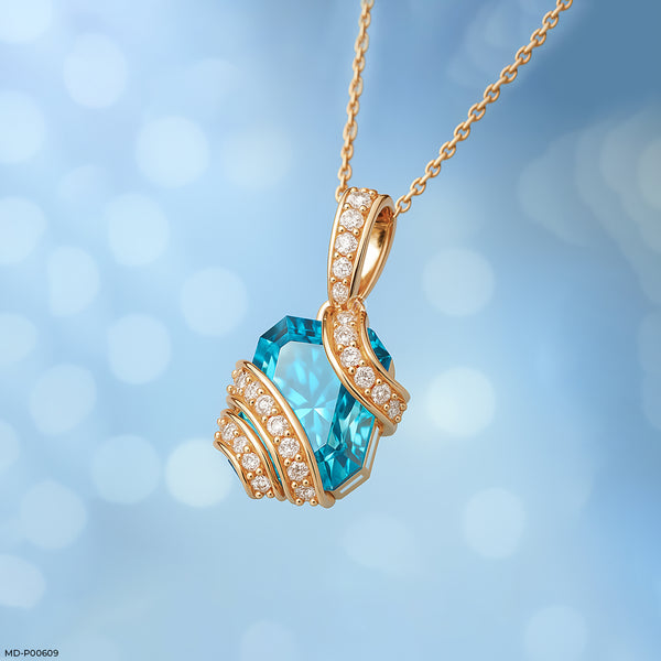 Blue Rhapsody Pendant 14K Rose Gold
