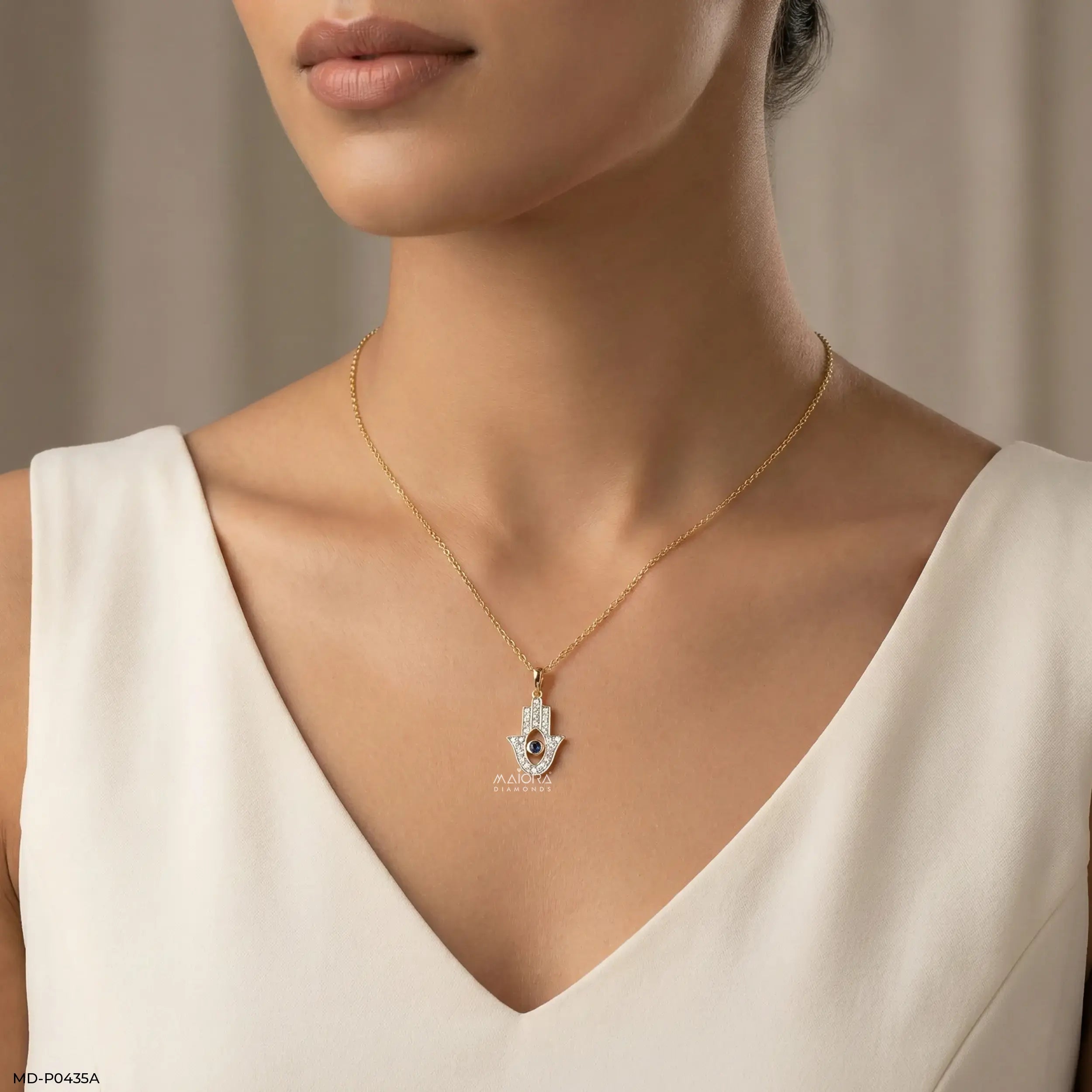 0.25 Carat Guardian Hand Lab Diamond Pendant 14K Rose Gold
