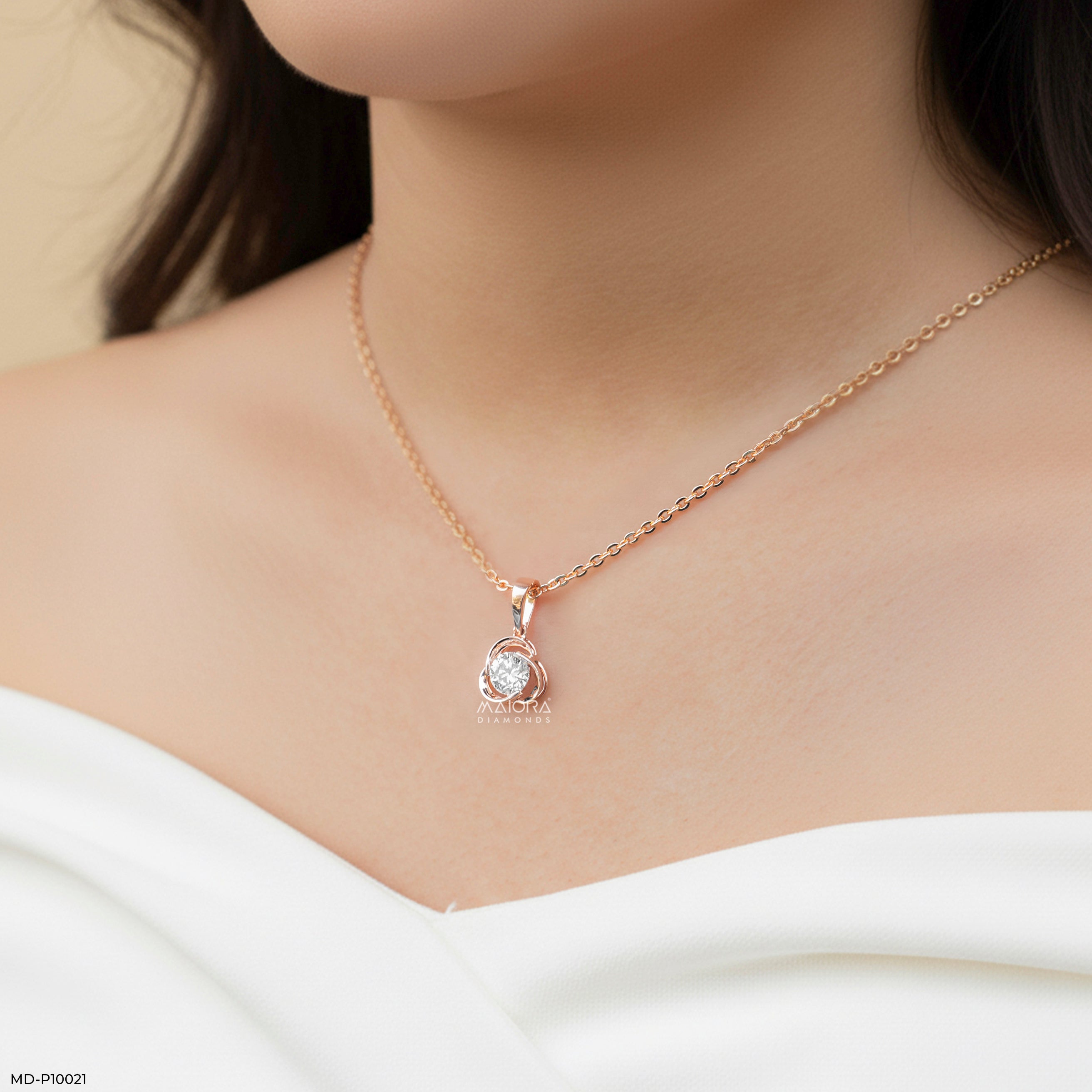 Celtic Knot Solitaire Pendant 9K White Gold