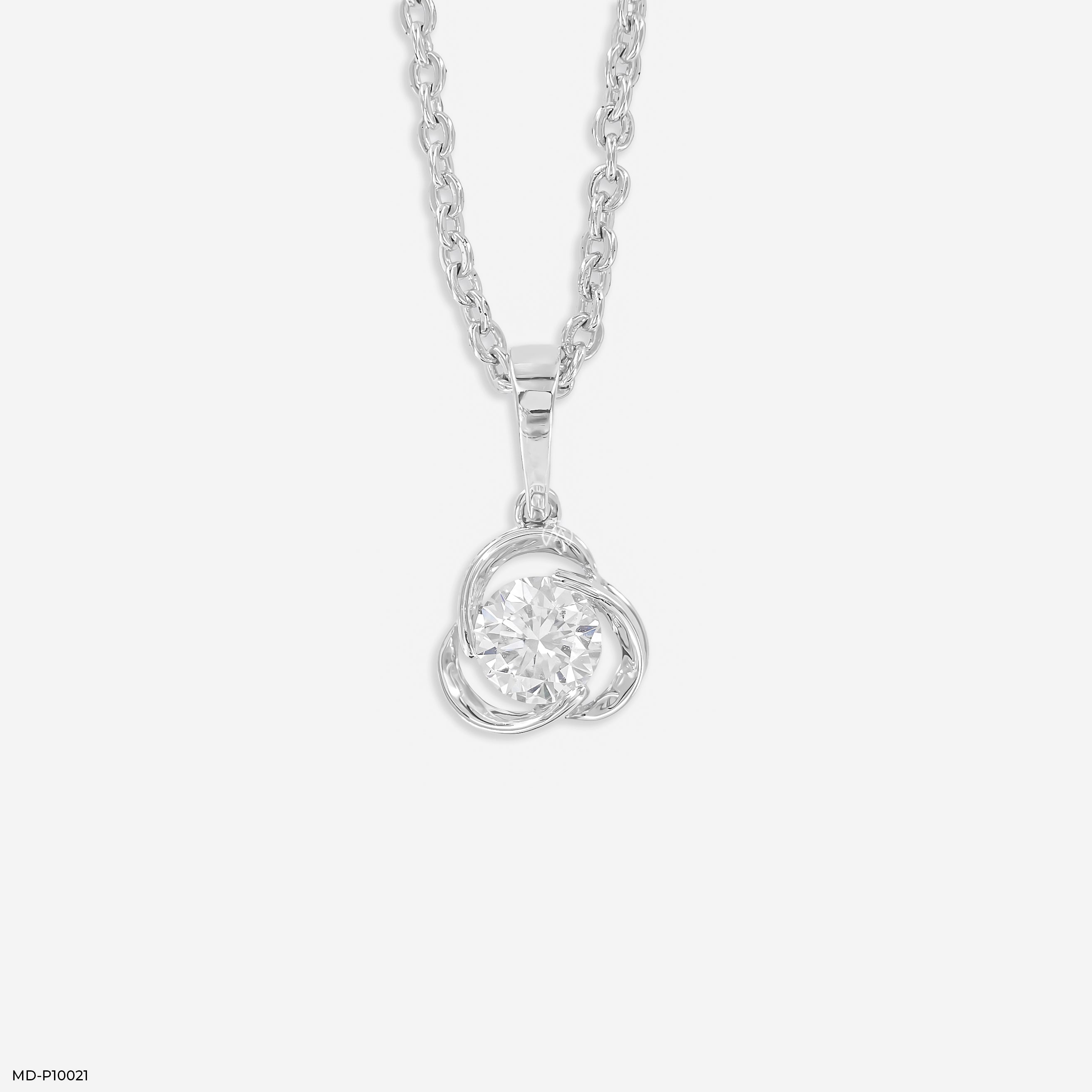 Celtic Knot Solitaire Pendant 9K White Gold