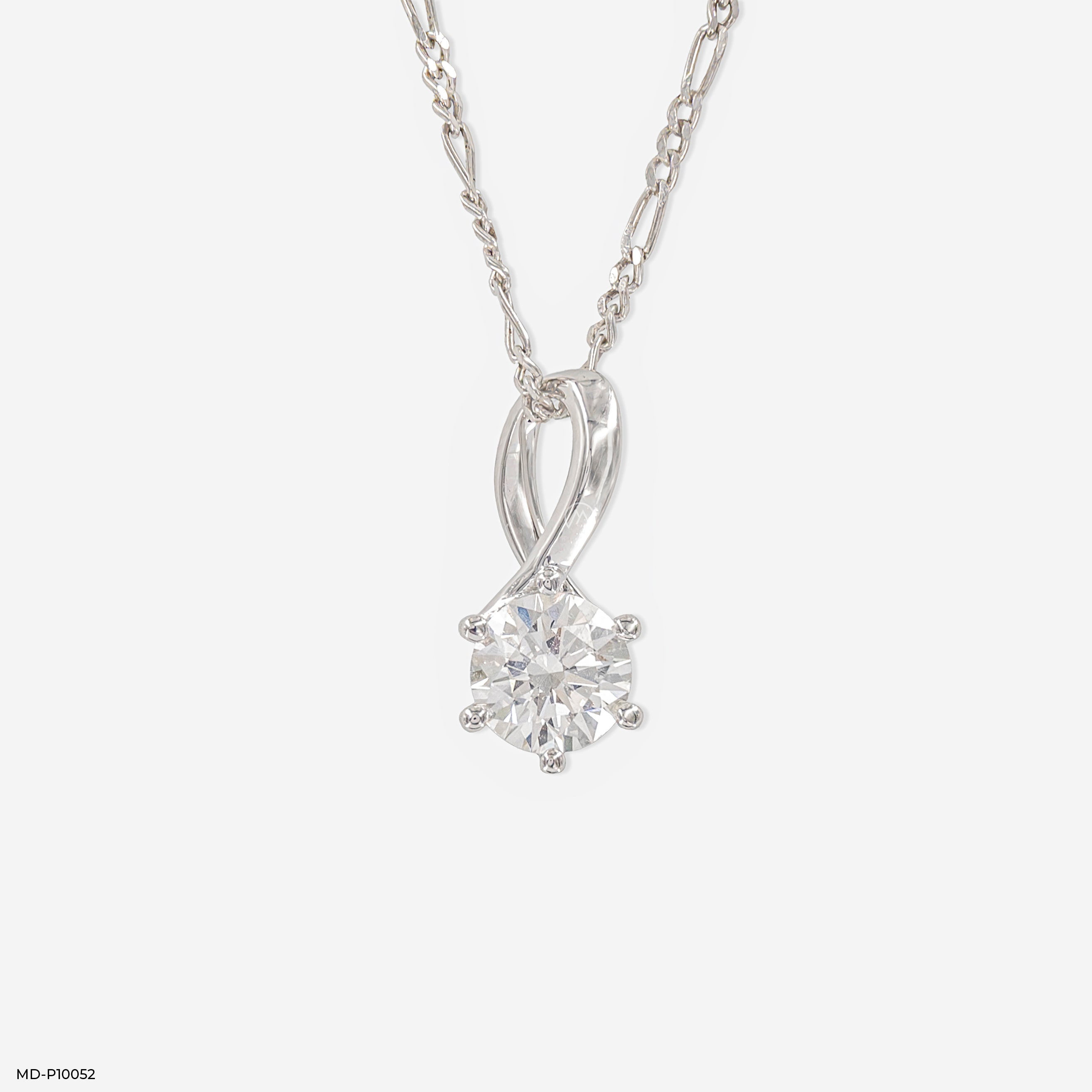 Love Knot Diamond Pendant 9K White Gold