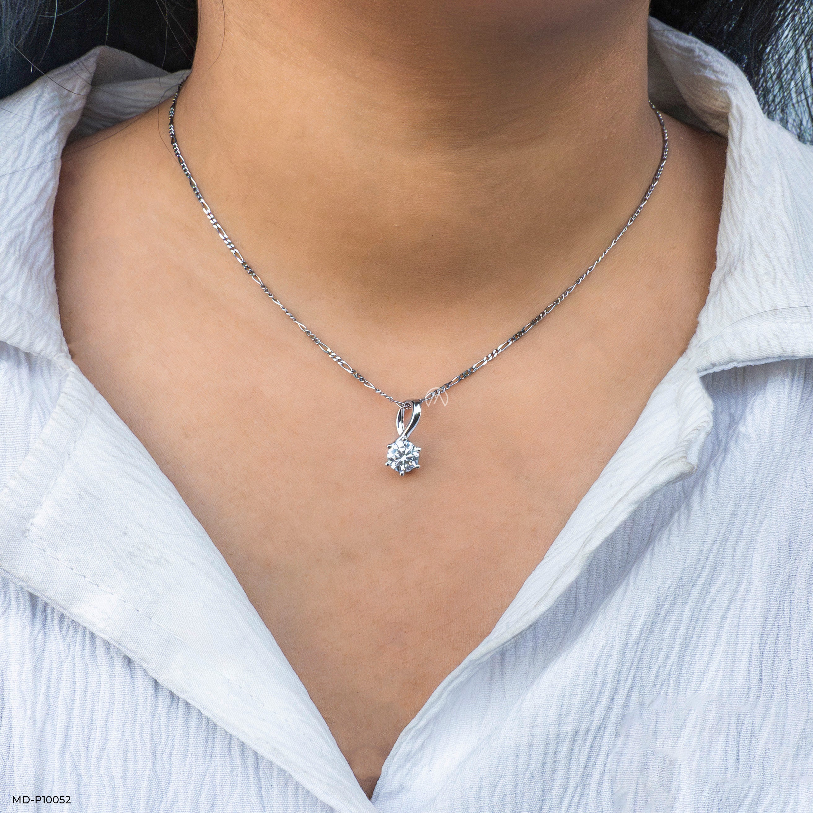 Love Knot Diamond Pendant 9K White Gold