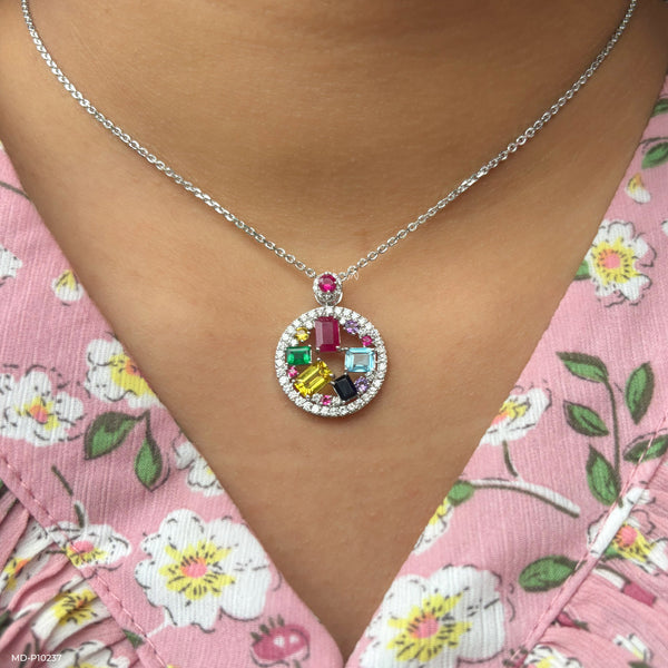 Kaleidoscope Diamond Pendant 14K White Gold