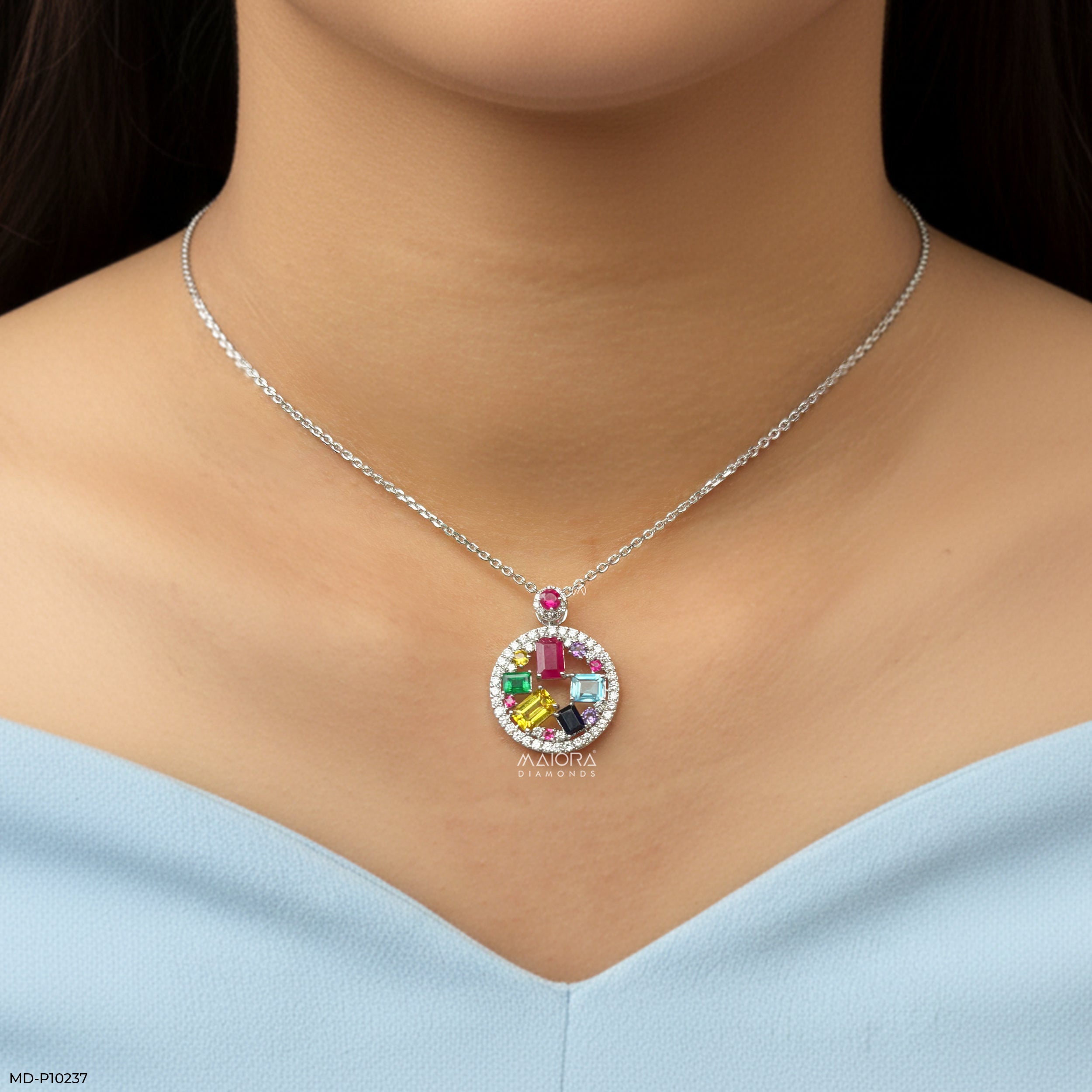 Kaleidoscope Diamond Pendant 9K White Gold