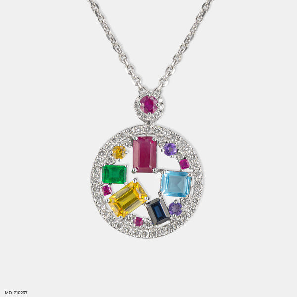 Kaleidoscope Diamond Pendant 14K White Gold
