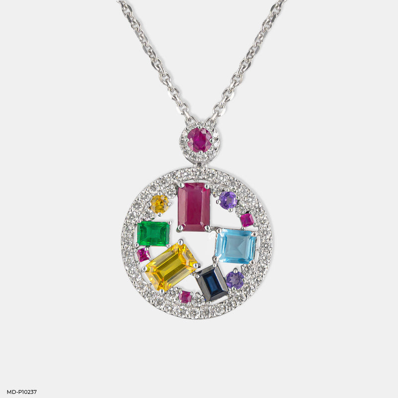 Kaleidoscope Diamond Pendant 14K Yellow Gold