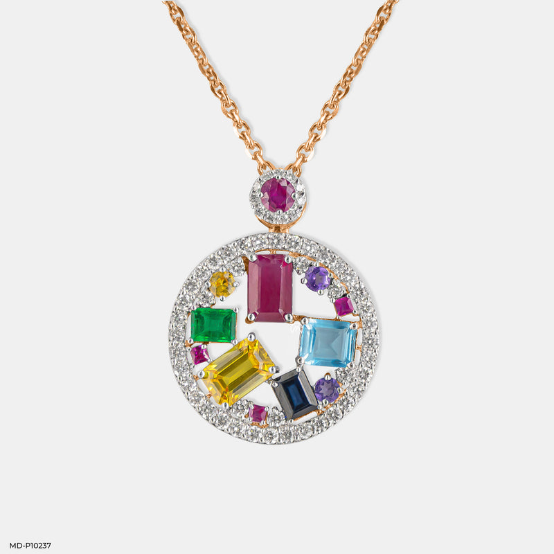 Kaleidoscope Diamond Pendant 14K Yellow Gold