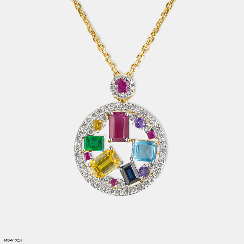 Kaleidoscope Diamond Pendant 14K Yellow Gold