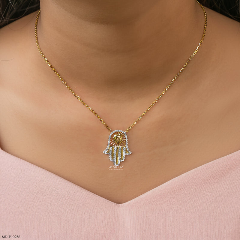 Hamsa Amora Pendants 9K Yellow Gold