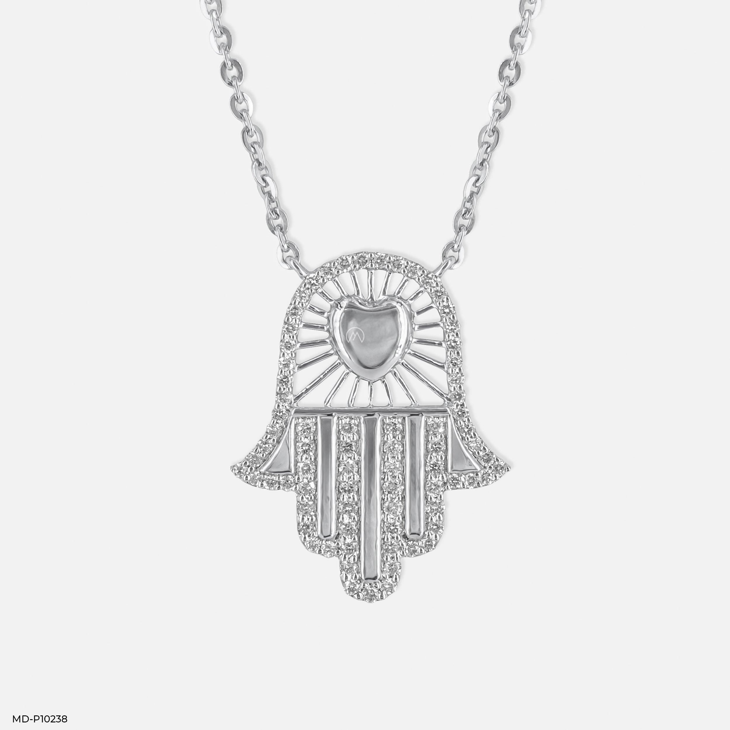 Hamsa Amora Pendants 9K White Gold