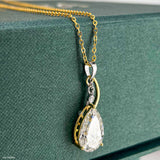 Pear Shaped Diamond Swirl Pendant 14K White Gold