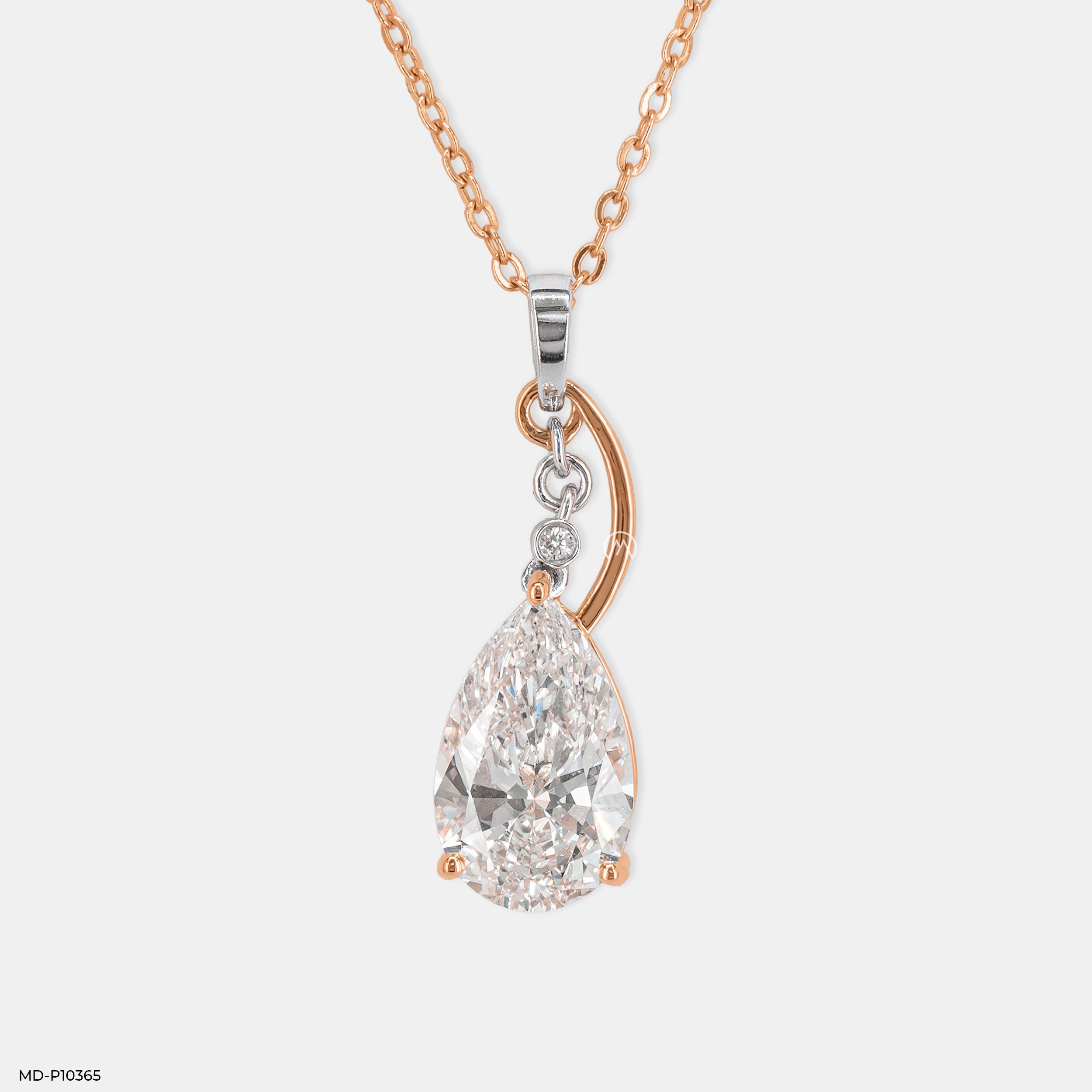 Pear Shaped Diamond Swirl Pendant 14K Rose Gold