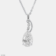 Pear Shaped Diamond Swirl Pendant 14K White Gold