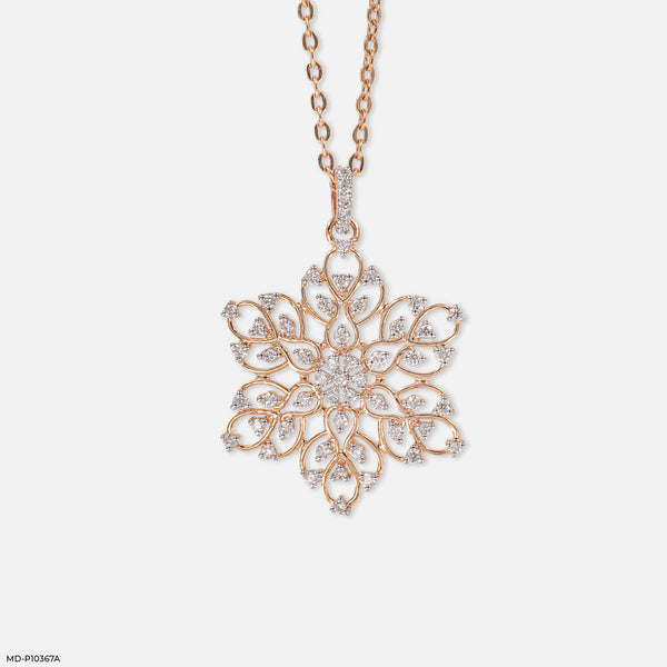 Filigree Floral Star Pendant 18K Rose Gold
