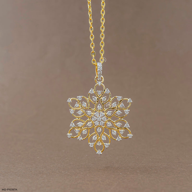 Filigree Floral Star Pendant 14K Yellow Gold