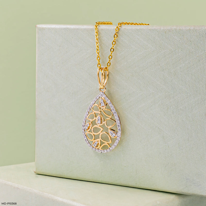 Golden Vine Pendants 14K White Gold