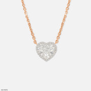 Heart Halo Diamond Pendant 14K Rose Gold