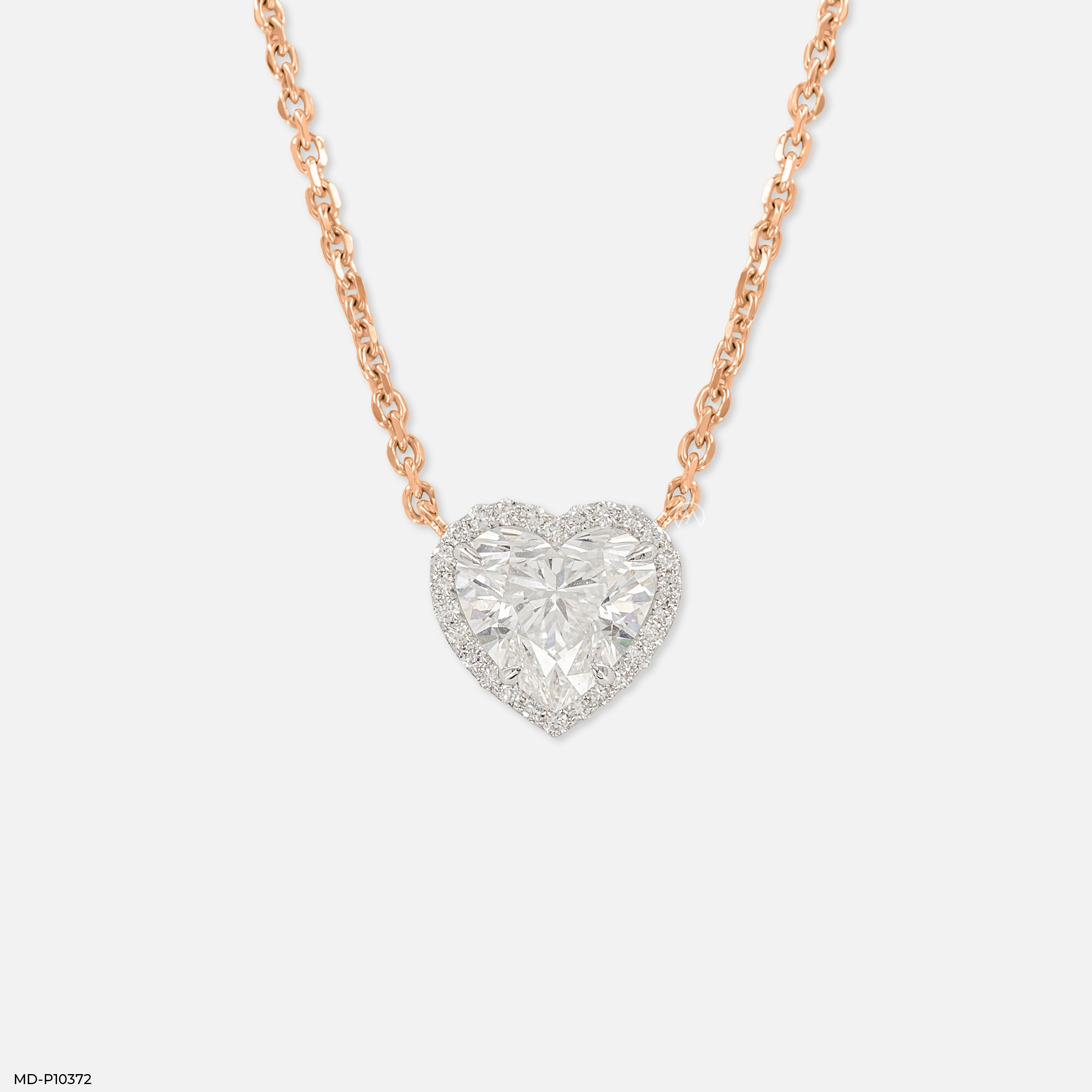 Heart Halo Diamond Pendant 14K Rose Gold