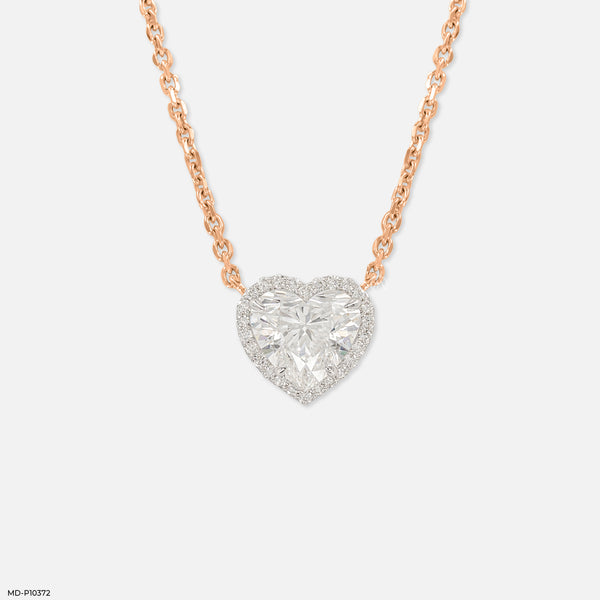 Heart Halo Diamond Pendant 14K Rose Gold