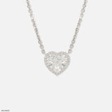 Heart Halo Diamond Pendant 14K White Gold