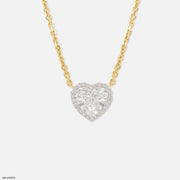 Heart Halo Diamond Pendant 9K Yellow Gold