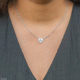 Heart Halo Diamond Pendant 14K White Gold