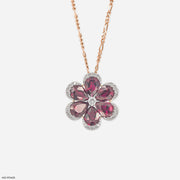 The Garnet Bloom  Pendants 9K Rose Gold