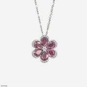 The Garnet Bloom  Pendants 9K White Gold