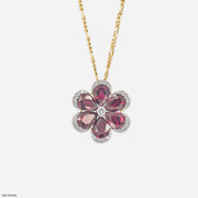 The Garnet Bloom  Pendants 9K Yellow Gold