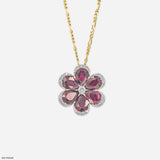 The Garnet Bloom  Pendants 14K Yellow Gold