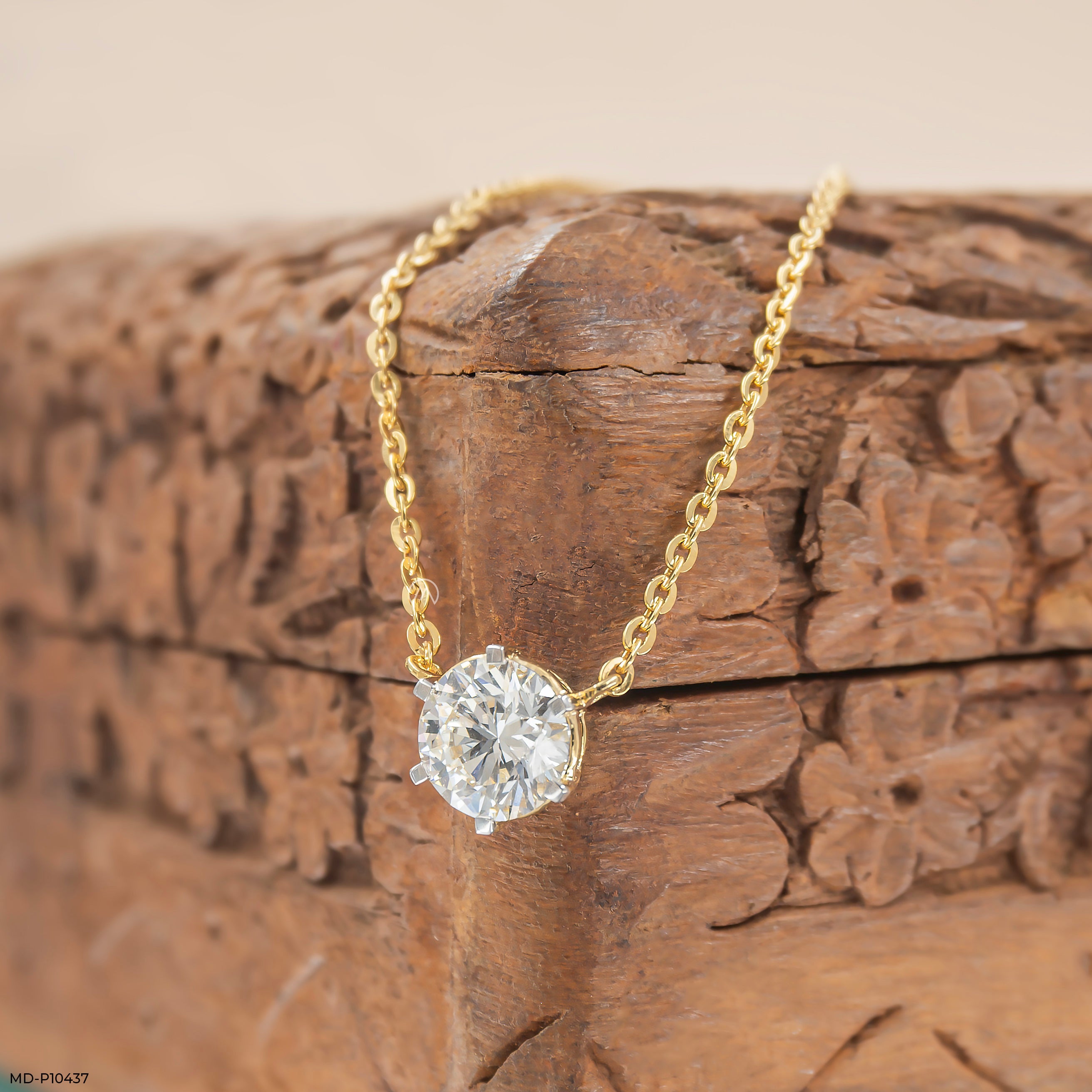 Classic Solitaire Diamond Pendant 14K Rose Gold