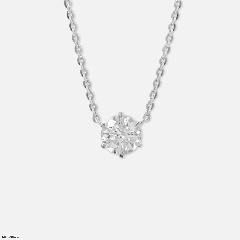 Classic Solitaire Diamond Pendant 18K White Gold