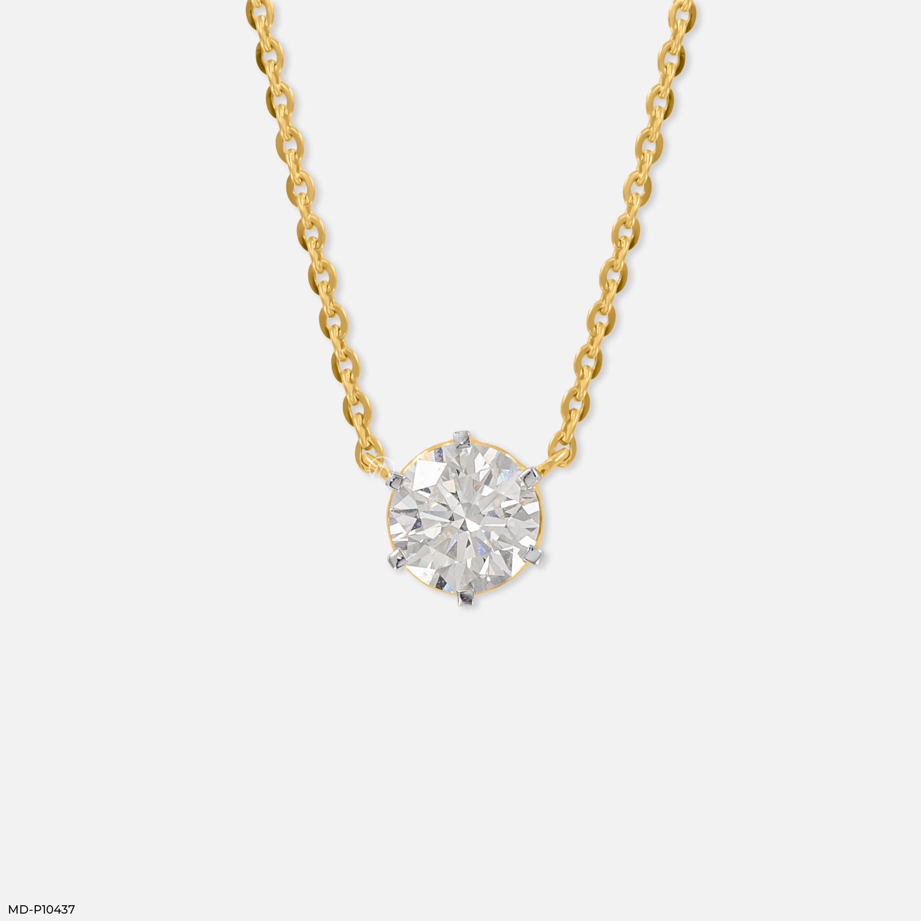 Classic Solitaire Diamond Pendant 14K Yellow Gold