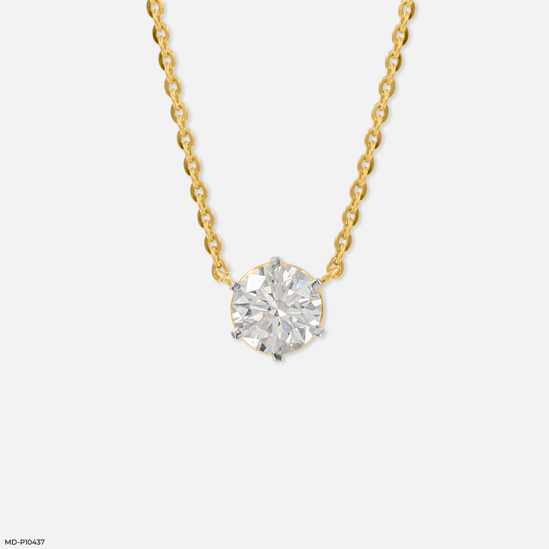 Classic Solitaire Diamond Pendant 18K White Gold