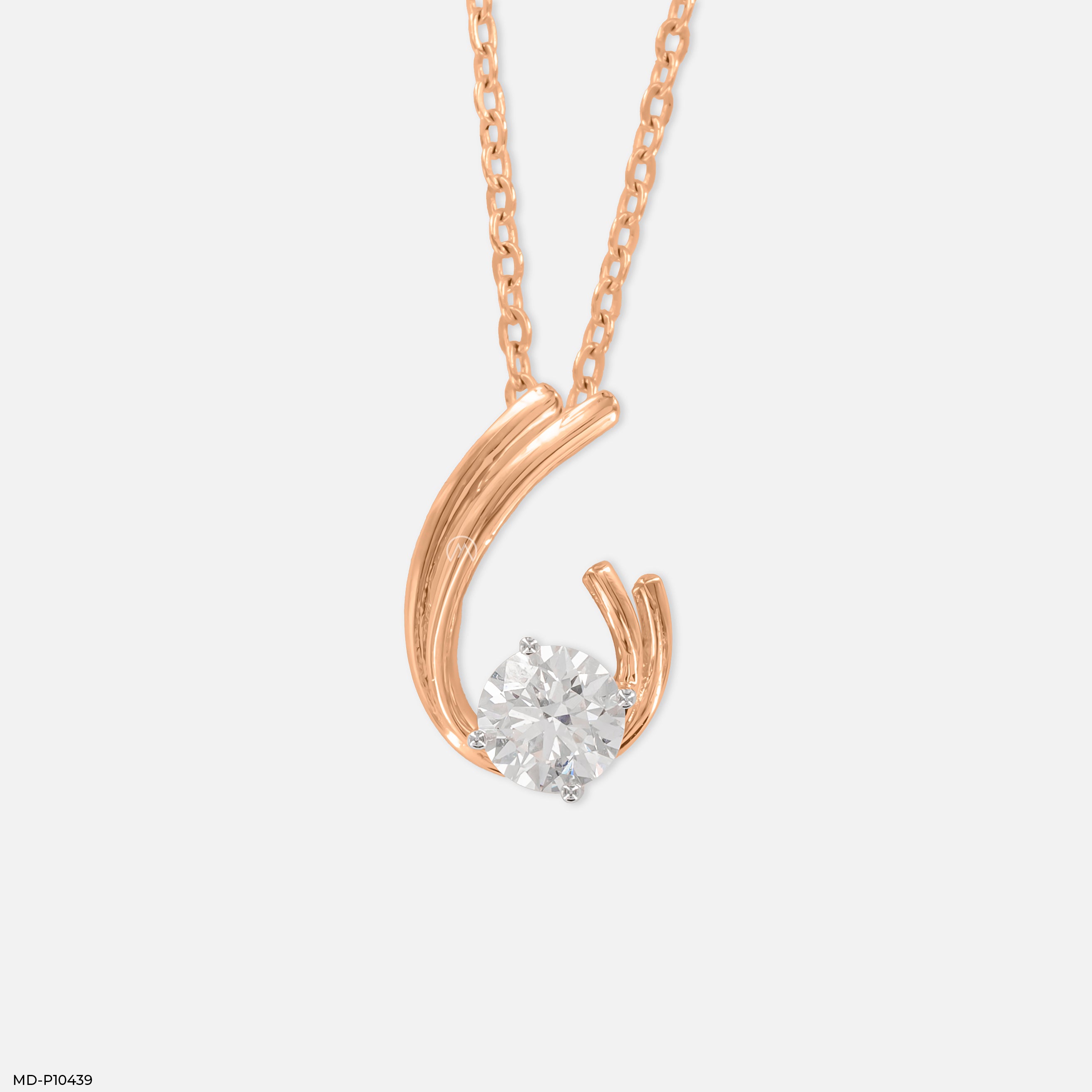 0.75 Carat Round Solitaire Elara Pendant 14K Rose Gold