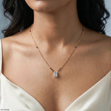 Emerald Solitaire Diamond Mangalsutra 9K Yellow Gold