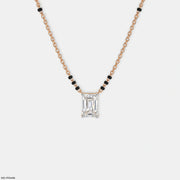 Emerald Solitaire Diamond Mangalsutra 14K Rose Gold