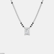 Emerald Solitaire Diamond Mangalsutra 9K White Gold