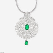 Emerald Cascade Diamond Pendant Platinum 950