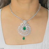 Emerald Cascade Diamond Pendant 14K White Gold