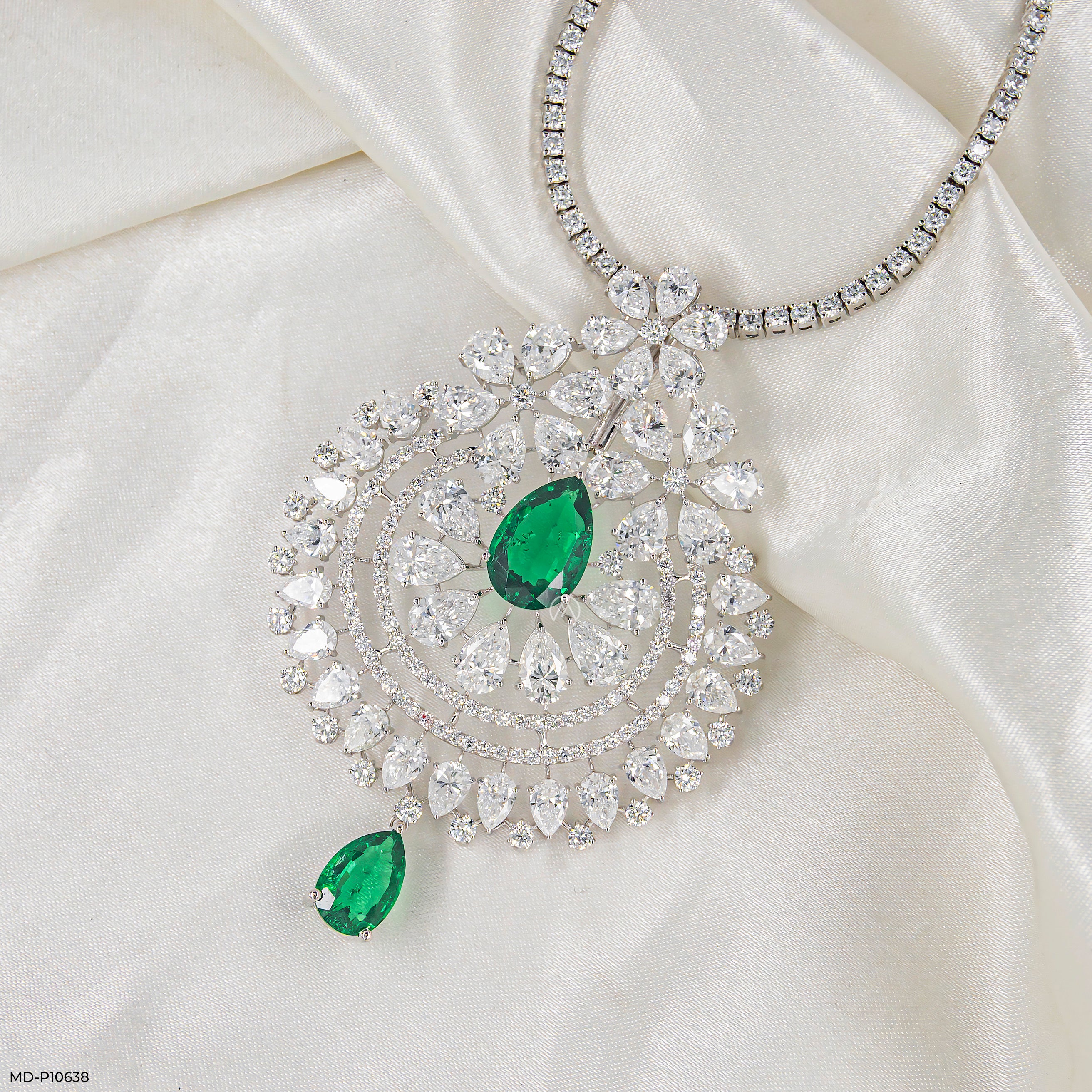 Emerald Cascade Diamond Pendant Platinum 950