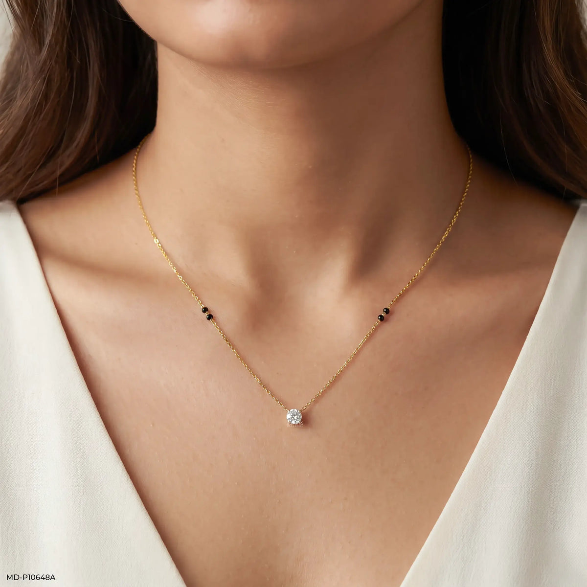 Morden Round Solitaire Diamond Mangalsutra