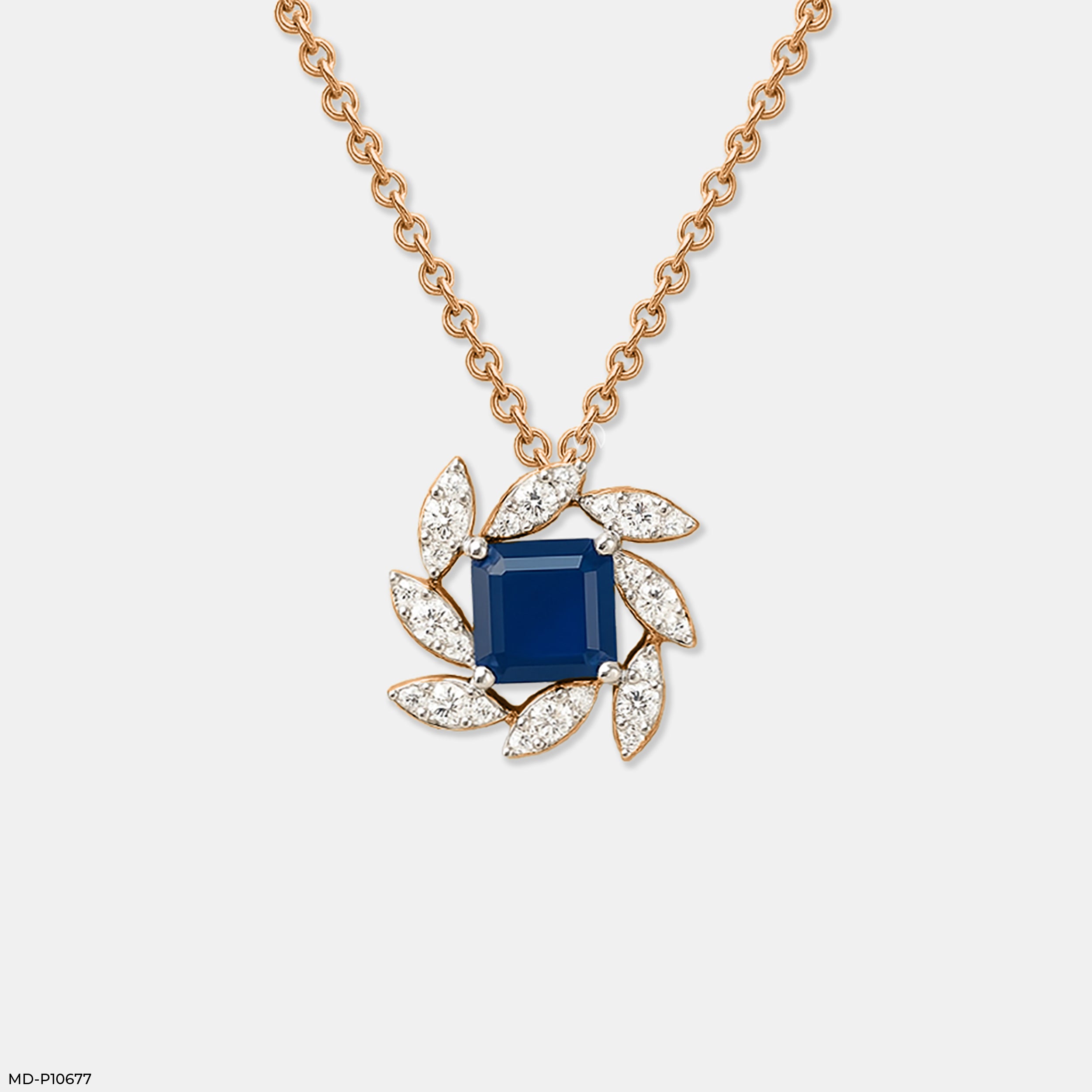 Sapphire Bloom Pendant 14K Rose Gold
