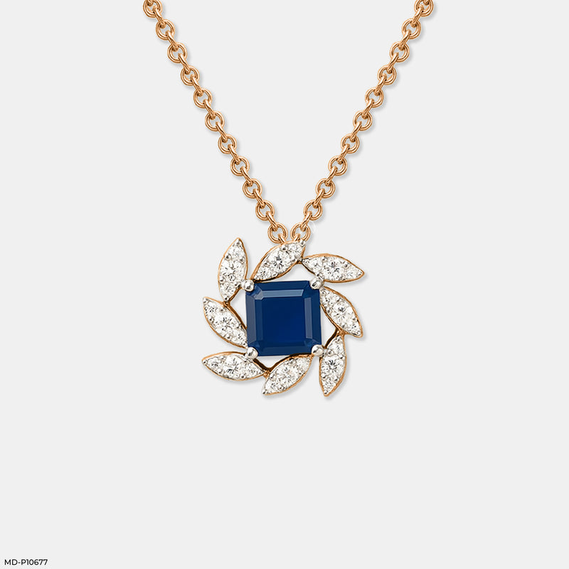 Sapphire Bloom Pendant 14K White Gold