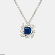 Sapphire Bloom Pendant 18K White Gold