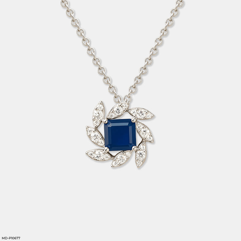 Sapphire Bloom Pendant 14K White Gold