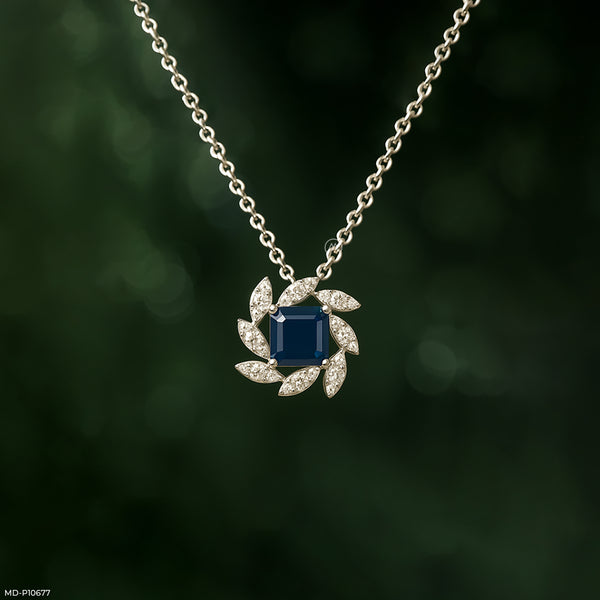 Sapphire Bloom Pendant 14K White Gold