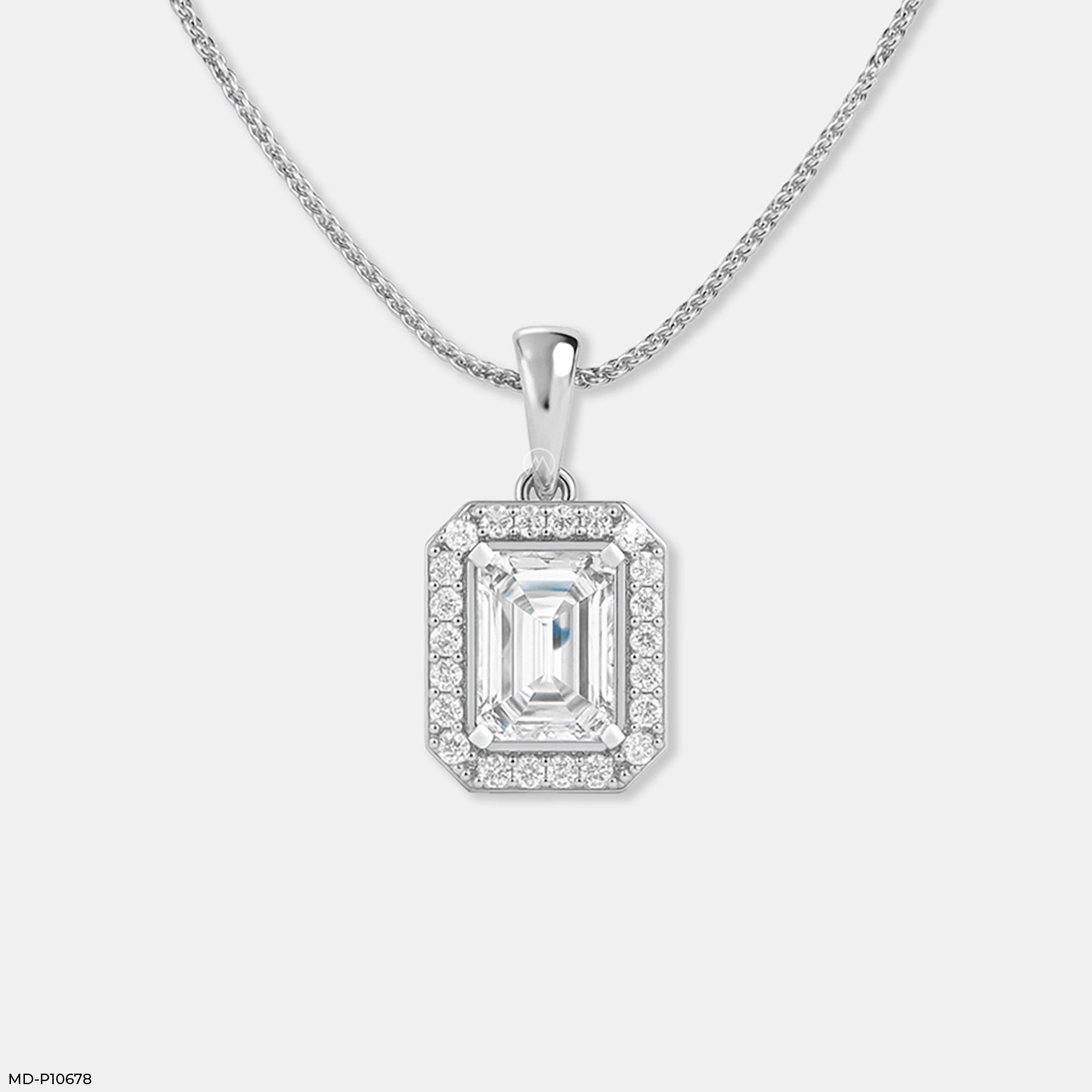 Emerald Glow Pendant 9K White Gold